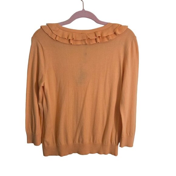 Talbots NWT Pima Cotton Ruffle V-Neck Cardigan Sweater Size S - Picture 2 of 5